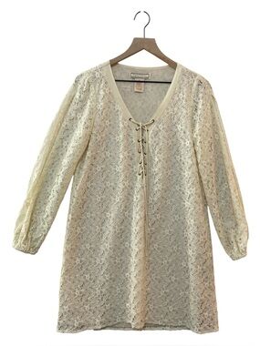 Flying Tomato Cream Lace Mini Dress Size S Lined Feminine Boho Festival Hippie